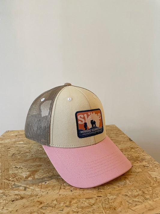 Truckerkeps - Rosa/Beige