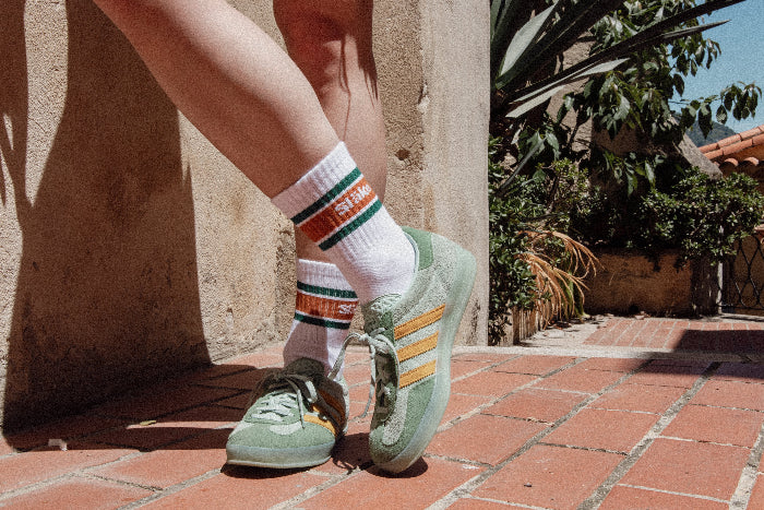 Strumpa - Släke randig orange - grön